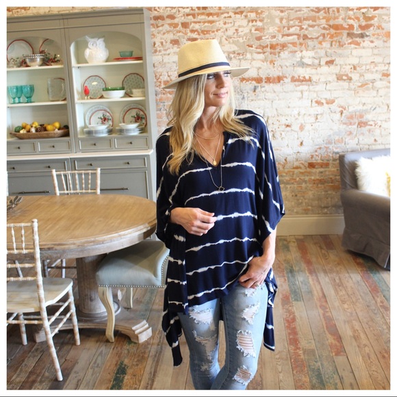 Infinity Raine Tops - Navy tie dye loose boho tunic